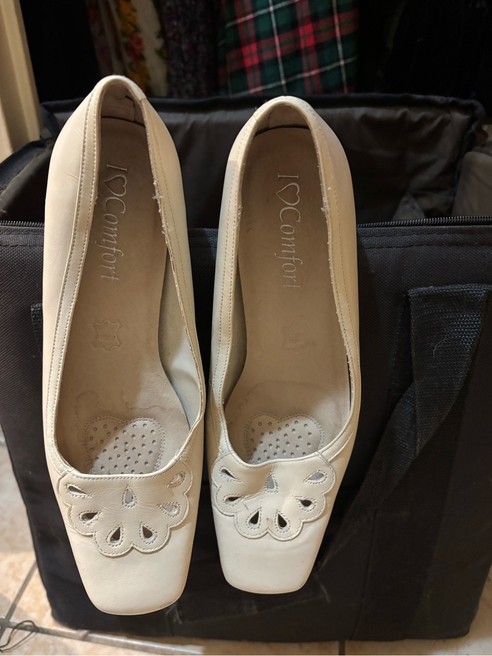 Women's Cream Slip-On Ballet Flats with Cutout Detail